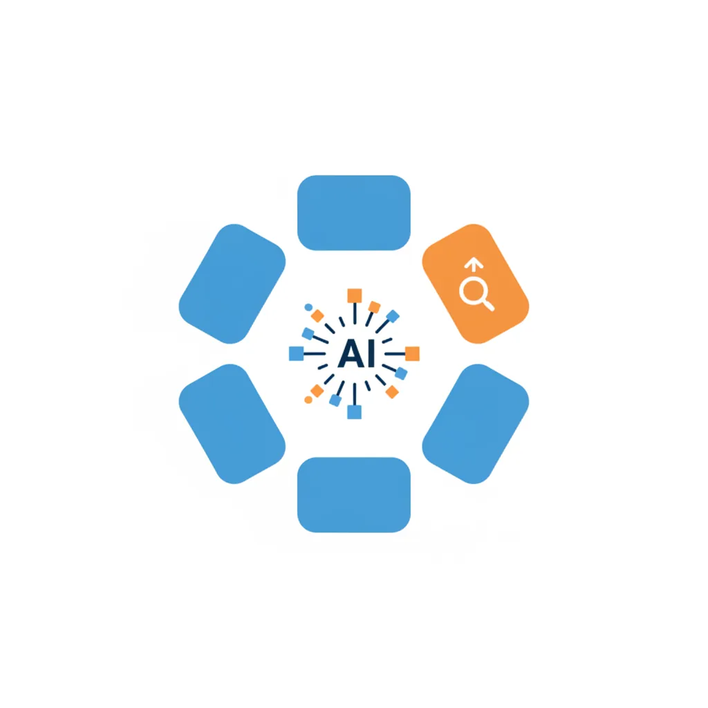 AI 마케팅의 종류와 그 안에서 AI 검색 최적화(GEO)의 위치를 보여주는 개념 시각화
